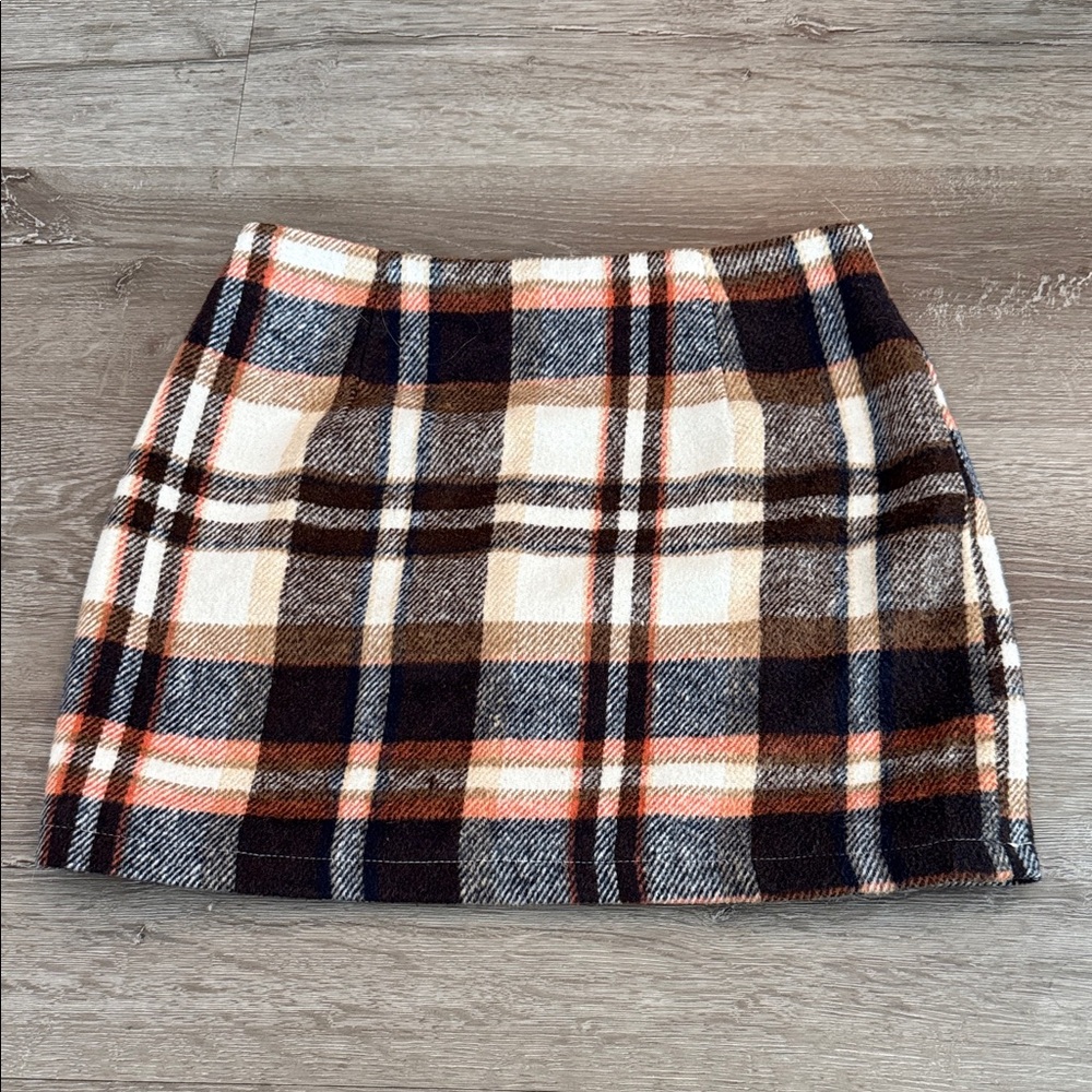 Amazon Plaid Mini Skirt in Brown, Cream, and Pink